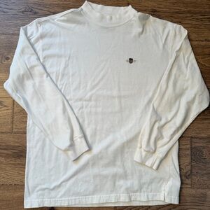 Vintage 90s Gant USA Embroidered Ivory Mock Neck Long Sleeve Mens Large EUC